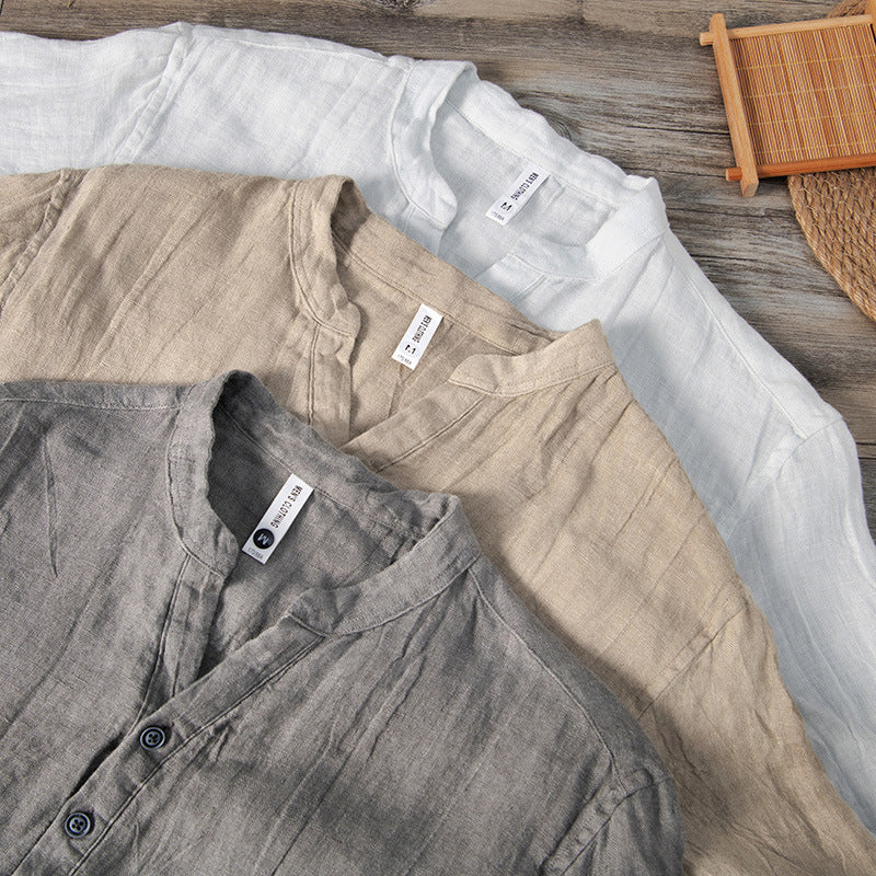 Retro Linen Casual Solid Color Top