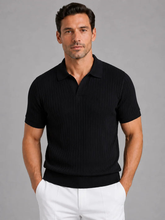 MEN’S RIBBED KNIT POLO SHIRT