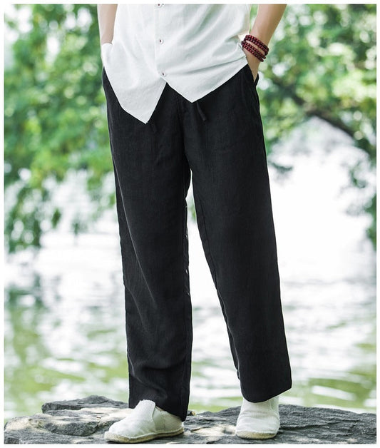 Valissen™ Riviera Linen Trousers – Relaxed Fit Wide-Leg Pants with Practical Pockets