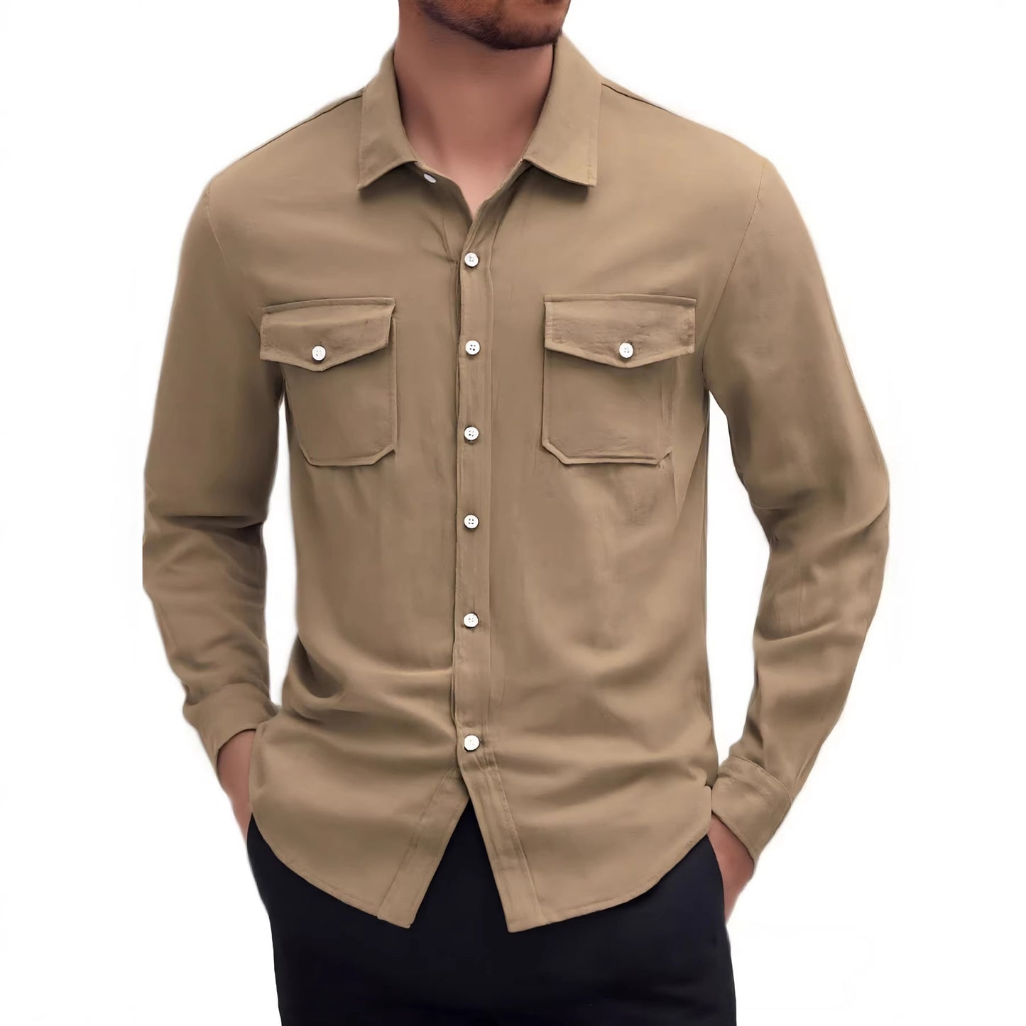 Men's Casual Linen Long Sleeve Shirt