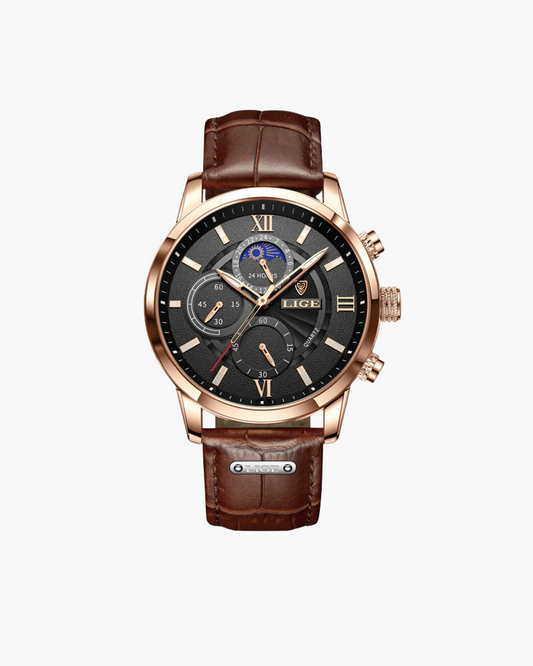 Old Money Lugano Classic Watch Masculino à Prova D'Água Couro