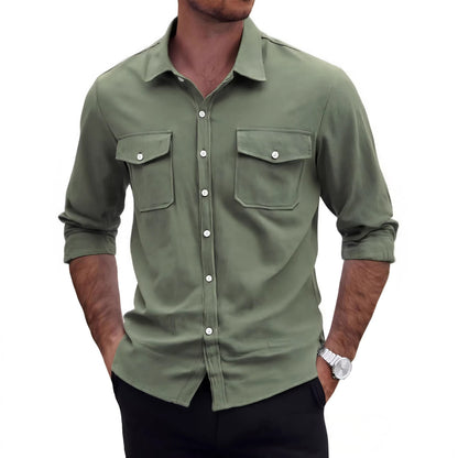 Men's Casual Linen Long Sleeve Shirt