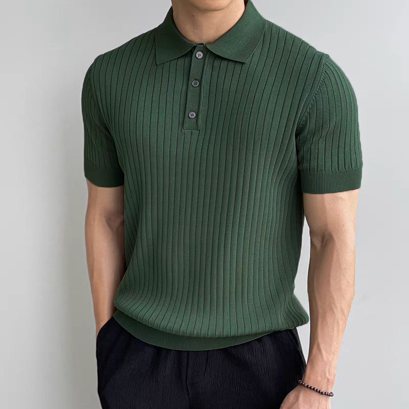 PREMIUM MEN'S RIBBED KNIT POLO