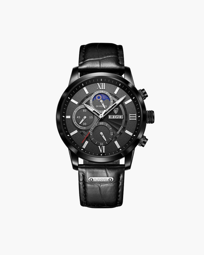 Old Money Lugano Classic Watch Masculino à Prova D'Água Couro