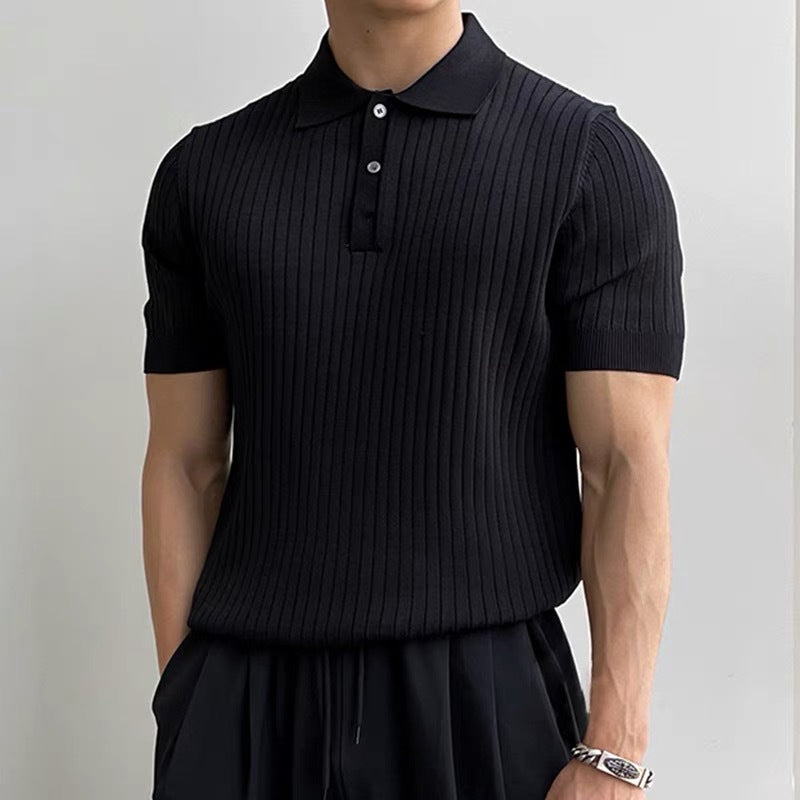 PREMIUM MEN'S RIBBED KNIT POLO
