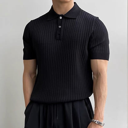 PREMIUM MEN'S RIBBED KNIT POLO