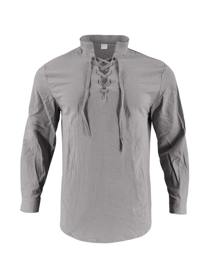 Valissen™ Coastal Drawstring Linen Polo – Relaxed Long Sleeve Summer Shirt