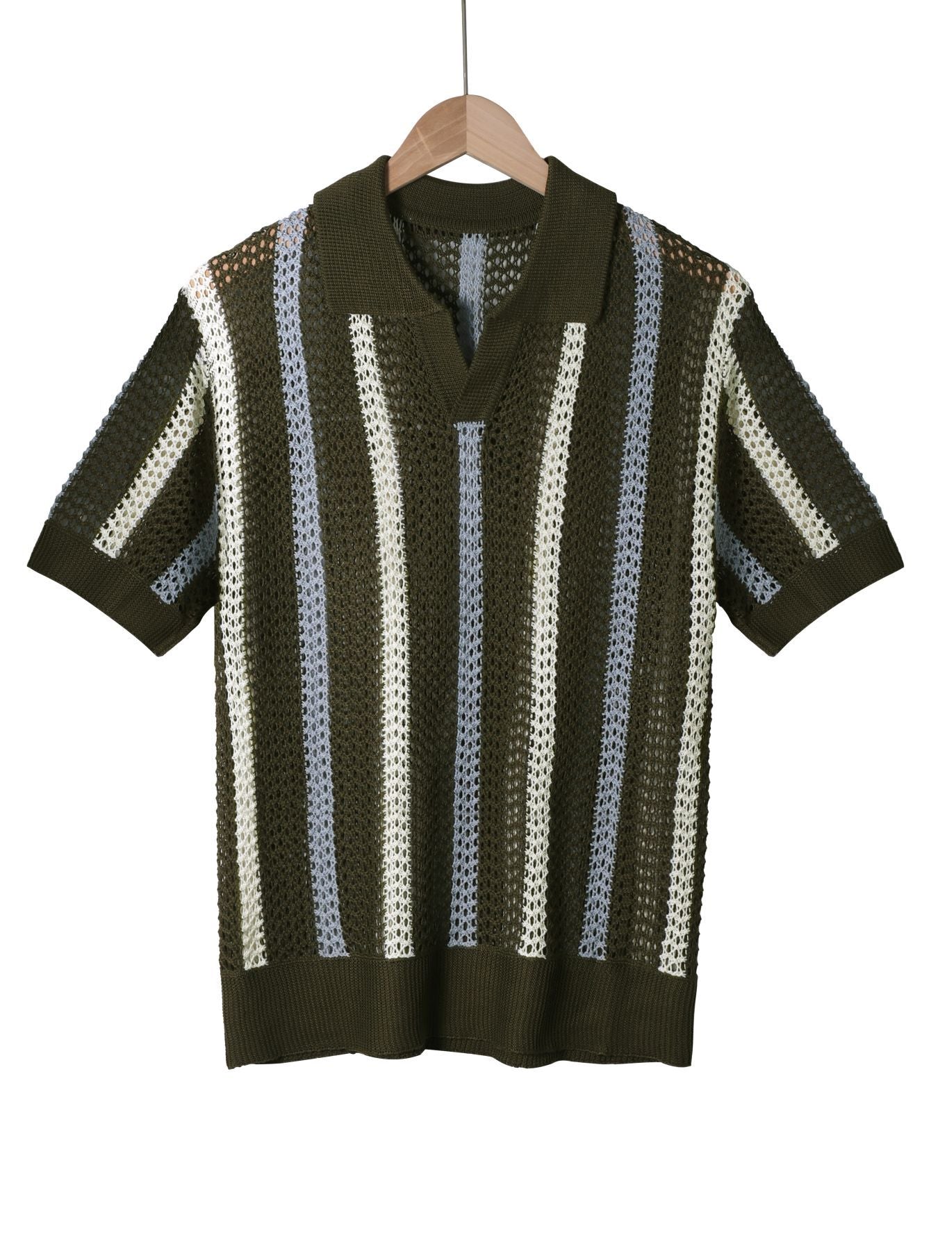 Mens Geometric Lapel Knit Shirt