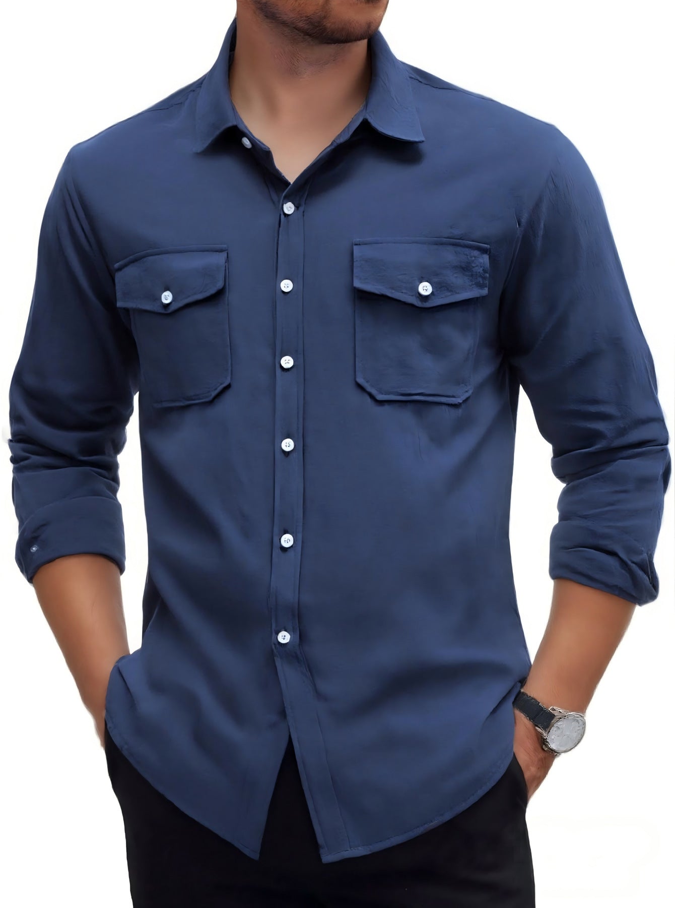 Men's Casual Linen Long Sleeve Shirt