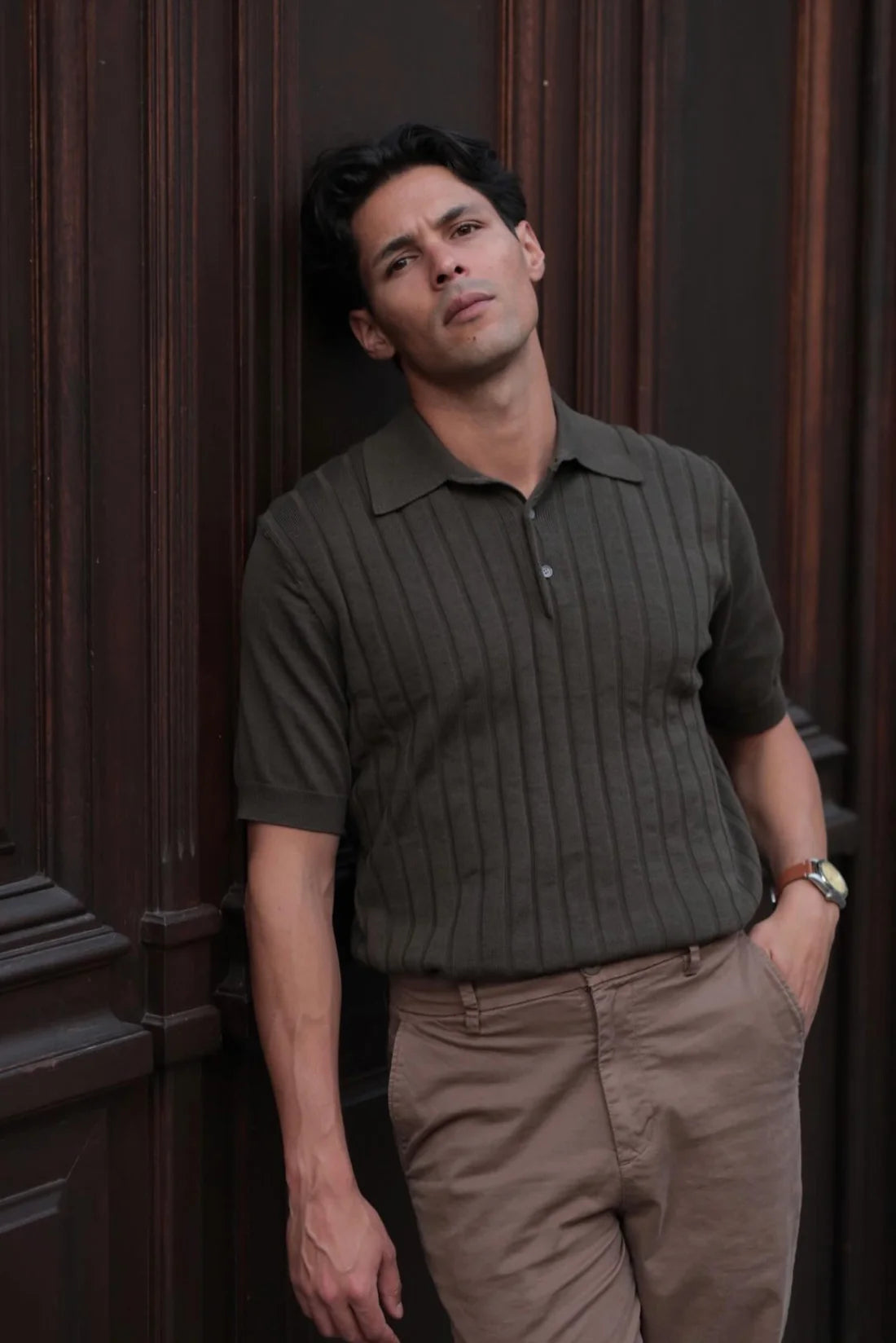STRIPED KNITTED POLO SHIRT