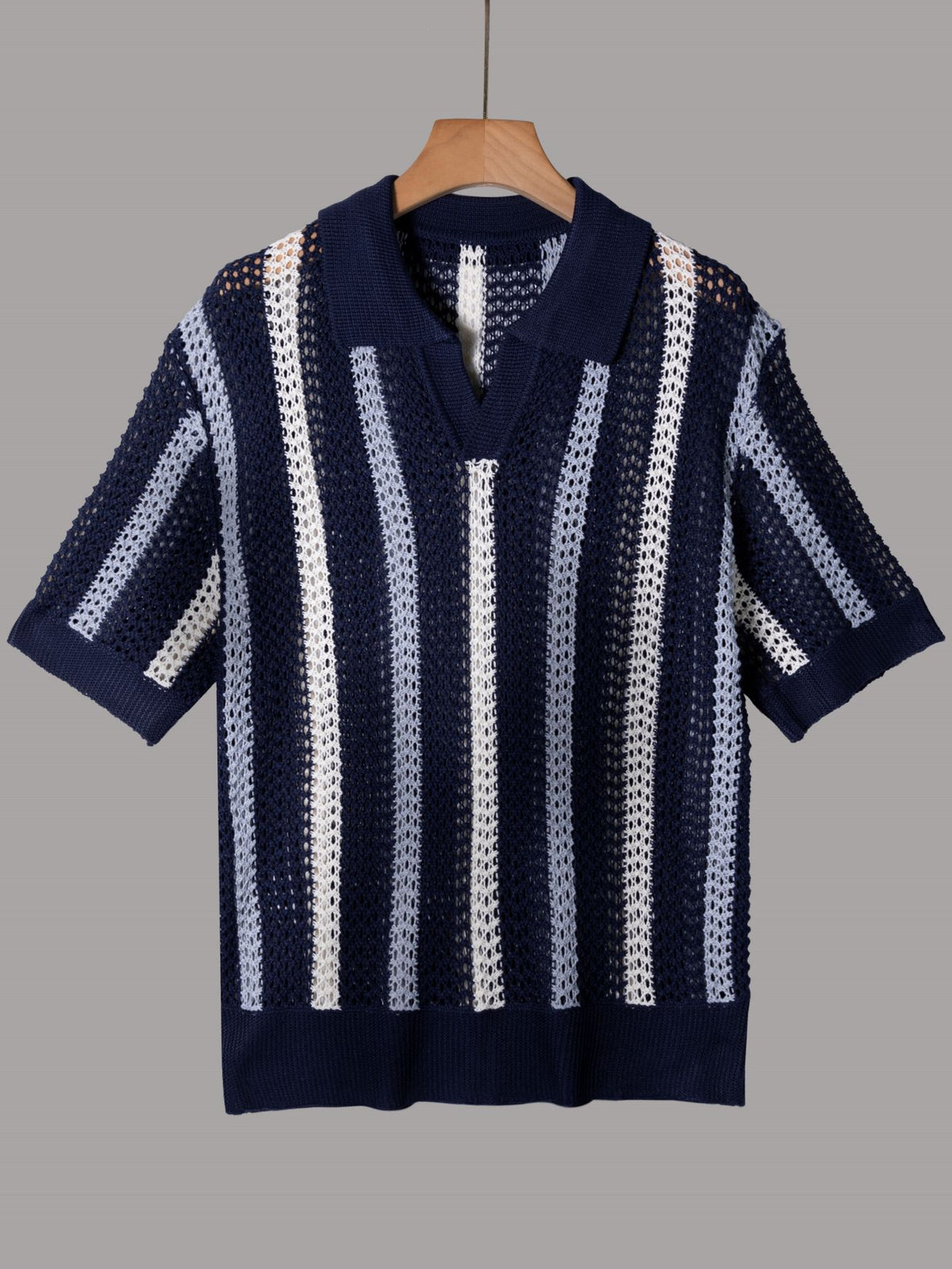 Mens Geometric Lapel Knit Shirt