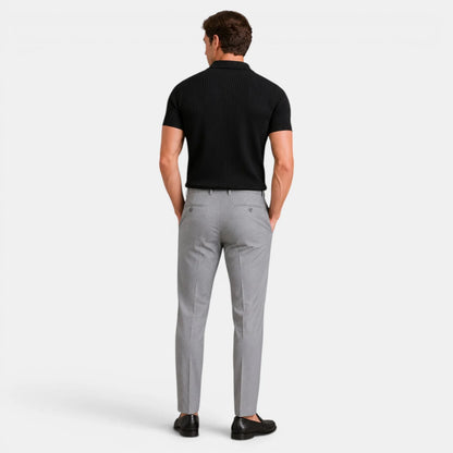 Men's Timeless Ribbed Knit Polo with Refined Zip Collar