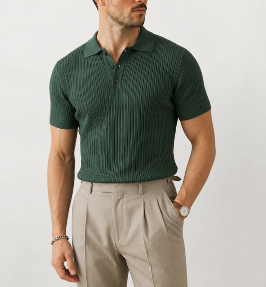 RIBBED KNIT POLO SHIRT – MEN'S POLO | VALISSEN