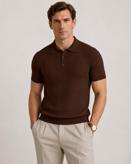 RIBBED KNIT POLO SHIRT – MEN'S POLO | VALISSEN