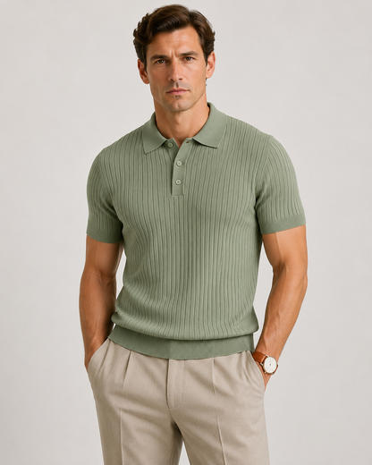 RIBBED KNIT POLO SHIRT – MEN'S POLO | VALISSEN