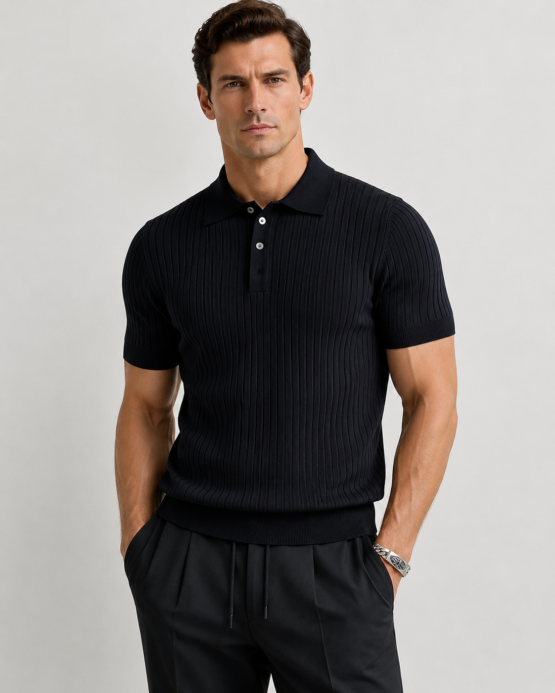 RIBBED KNIT POLO SHIRT – MEN'S POLO | VALISSEN