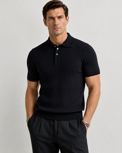 RIBBED KNIT POLO SHIRT – MEN'S POLO | VALISSEN