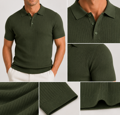 RIBBED KNIT POLO SHIRT – MEN'S POLO | VALISSEN