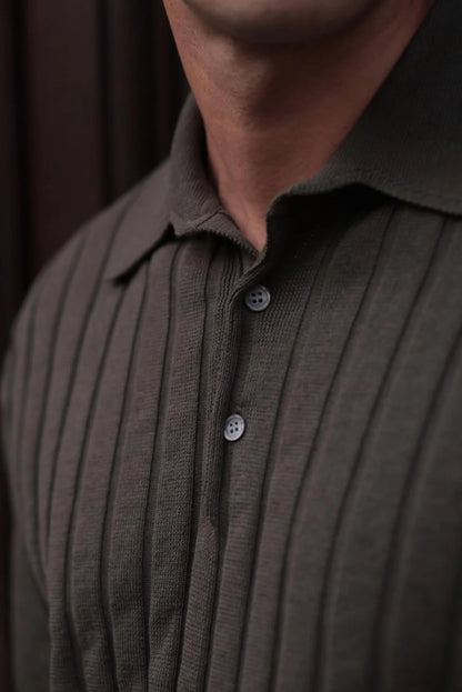 STRIPED KNITTED POLO SHIRT