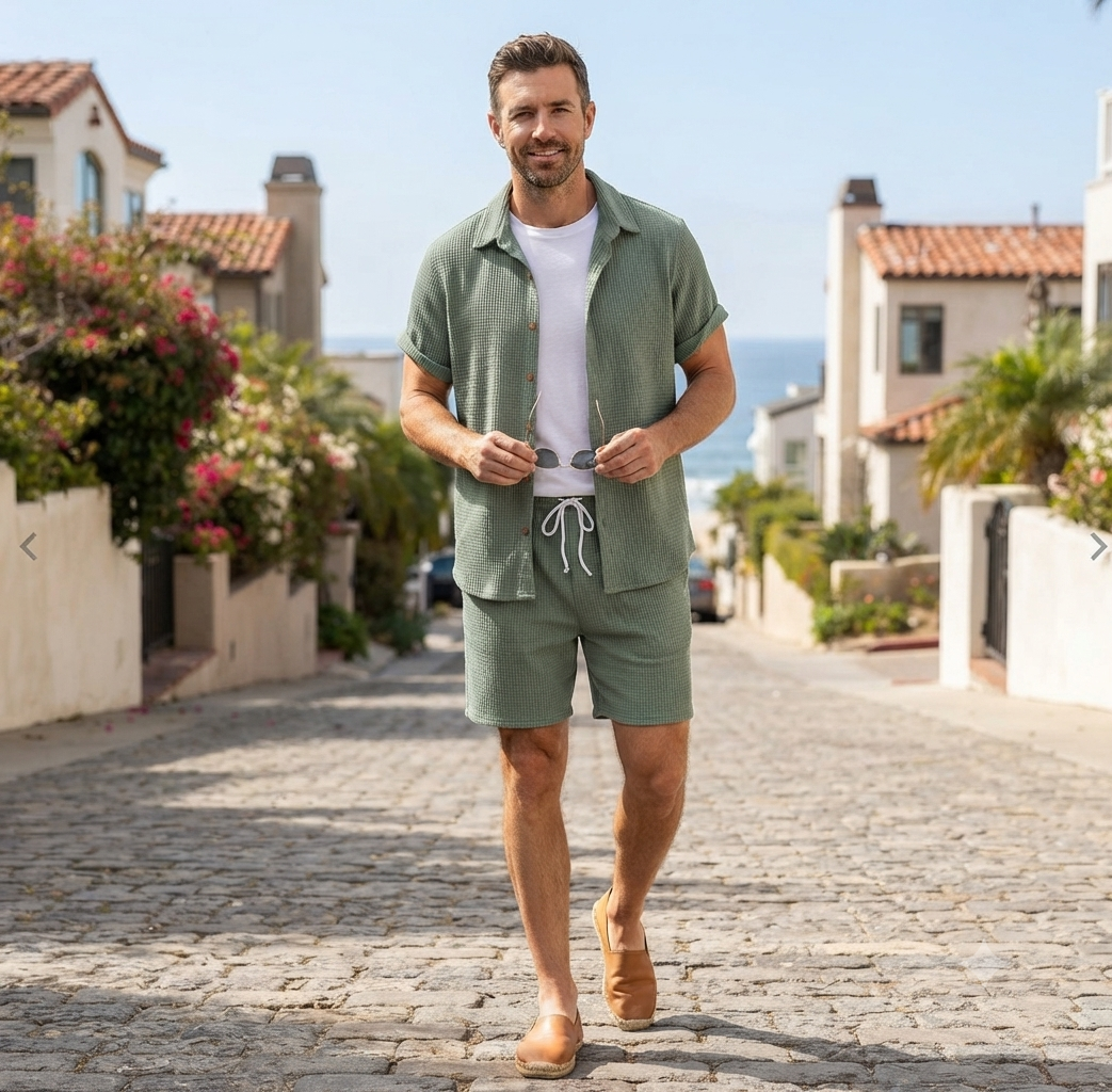 Men's Casual Short-Sleeved Suit Set