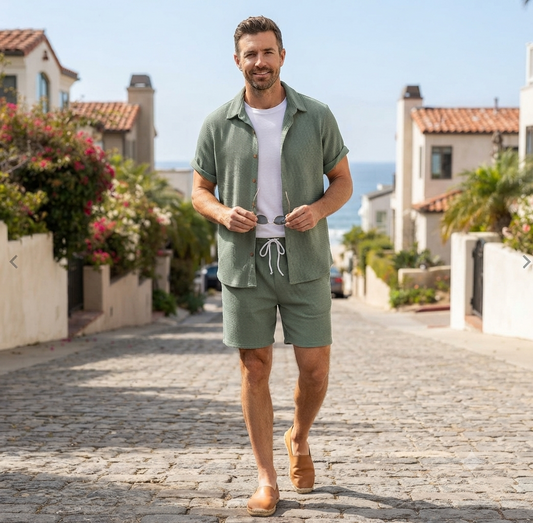 Men's Casual Short-Sleeved Suit Set