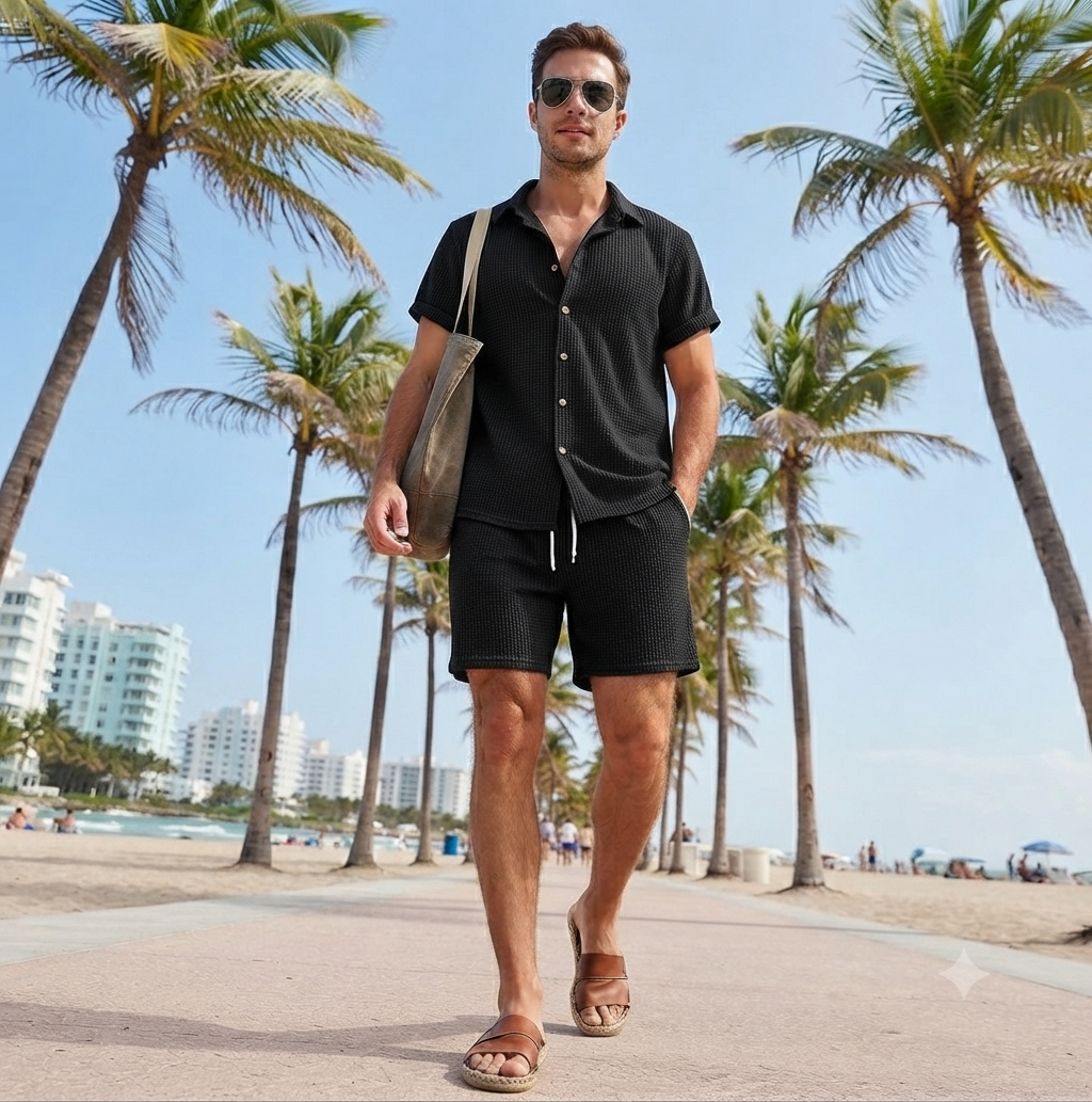 Men's Casual Short-Sleeved Suit Set