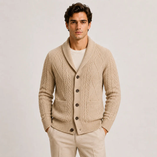 MEN'S SHAWL COLLAR KNIT CARDIGAN