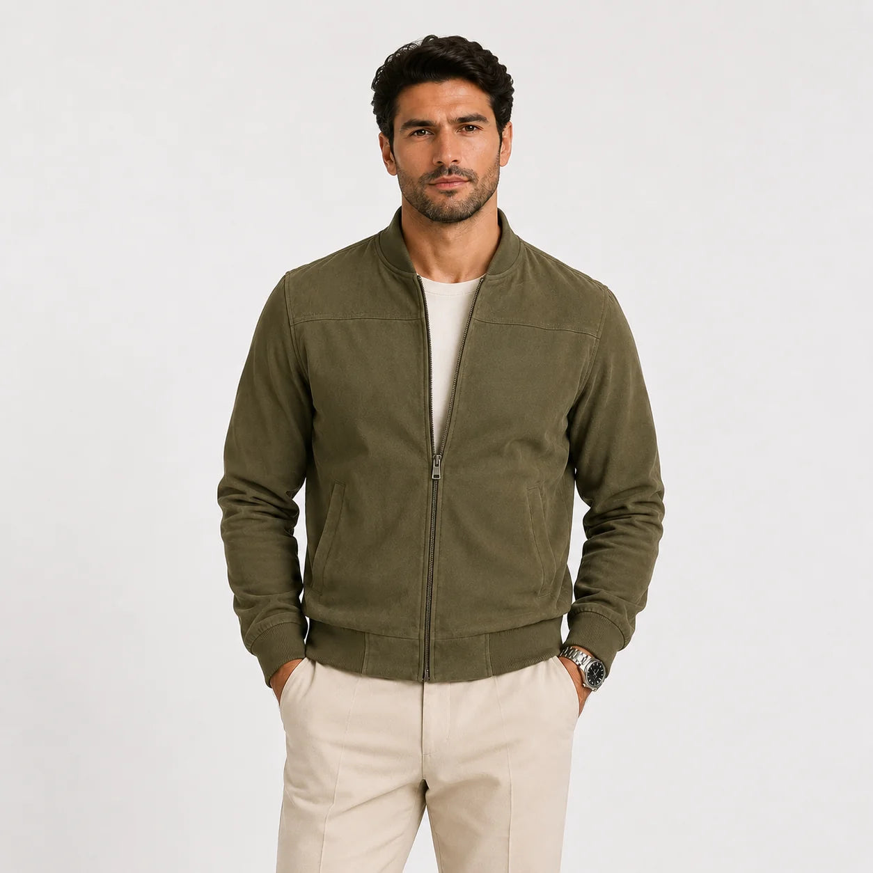 MEN'S SUEDE BOMBER JACKET