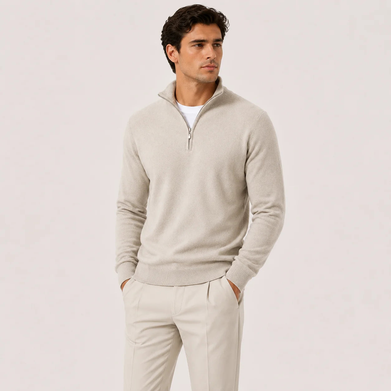 MEN'S QUARTER-ZIP KNIT SWEATER