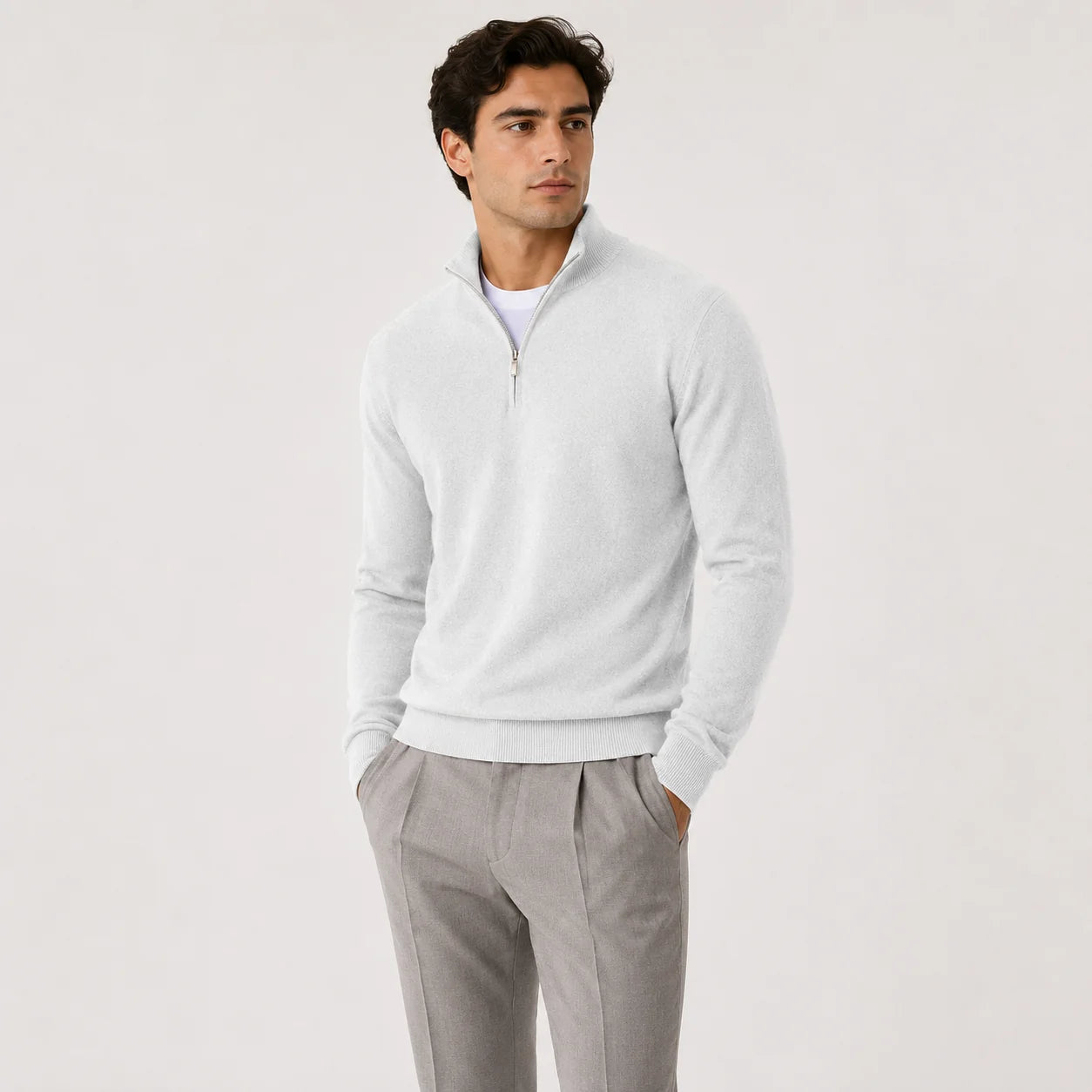 MEN'S QUARTER-ZIP KNIT SWEATER