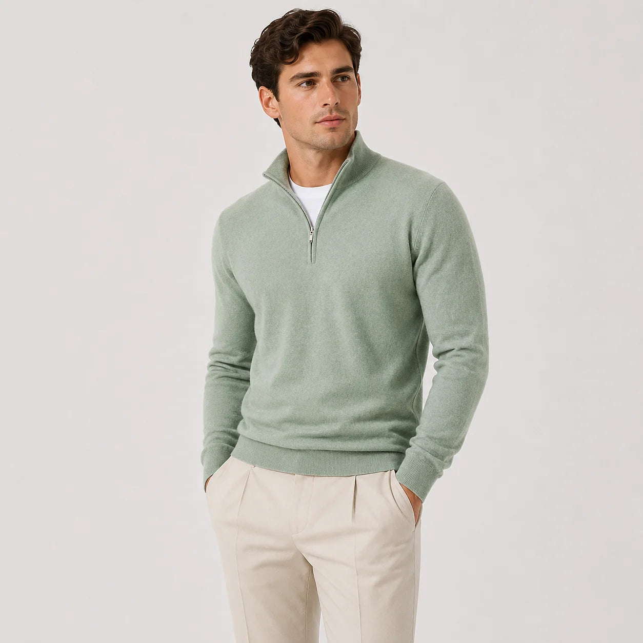 MEN'S QUARTER-ZIP KNIT SWEATER