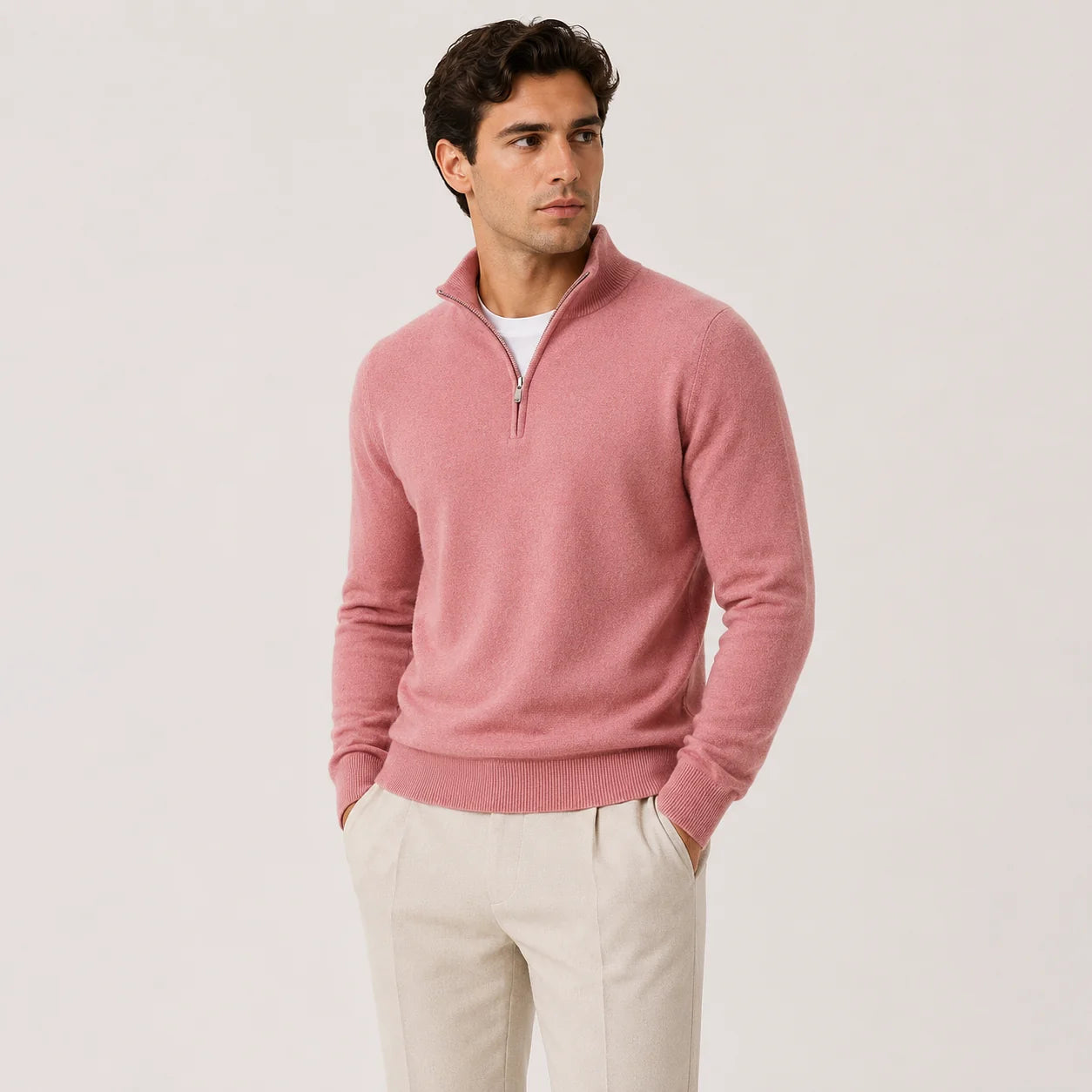 MEN'S QUARTER-ZIP KNIT SWEATER