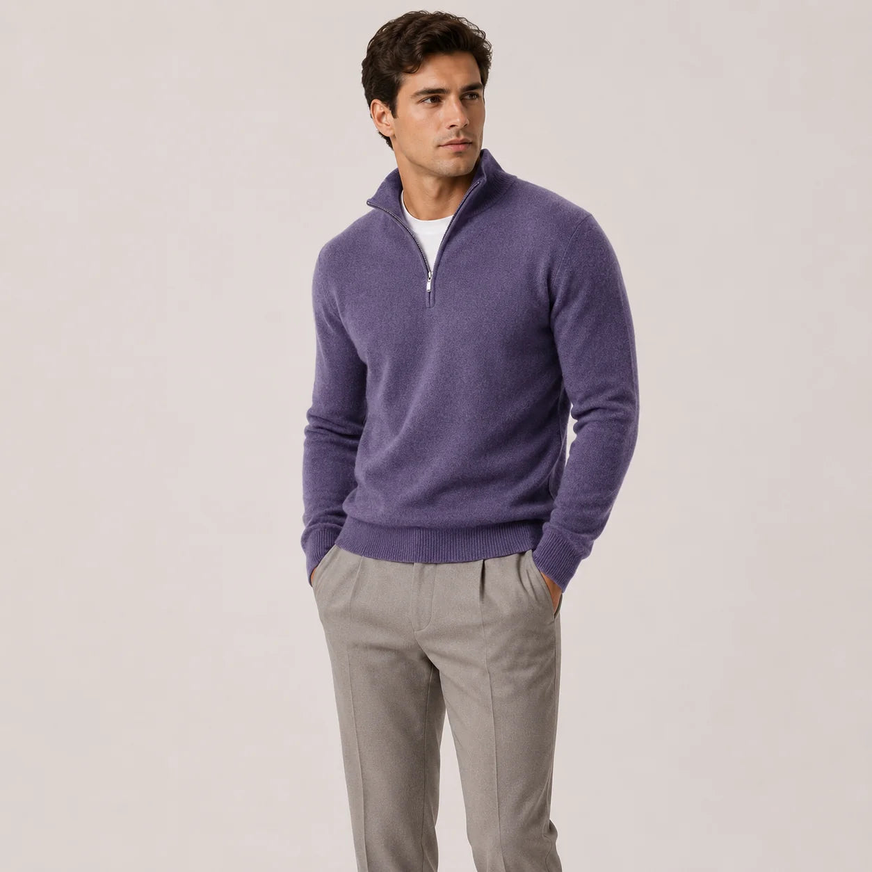 MEN'S QUARTER-ZIP KNIT SWEATER