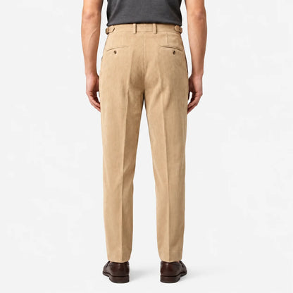 Men's Corduroy Pleated Trousers Classic Tailored Comfort Fit