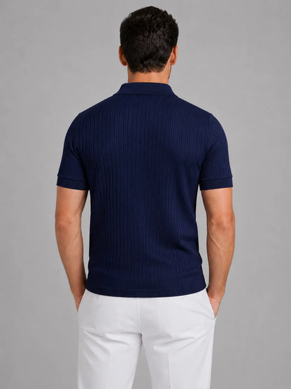 MEN’S RIBBED KNIT POLO SHIRT