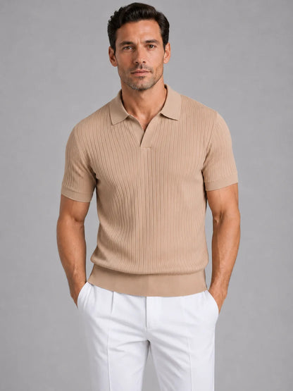 MEN’S RIBBED KNIT POLO SHIRT