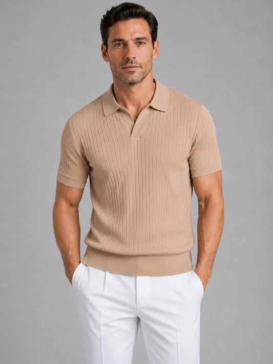 MEN’S RIBBED KNIT POLO SHIRT