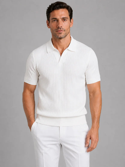 MEN’S RIBBED KNIT POLO SHIRT