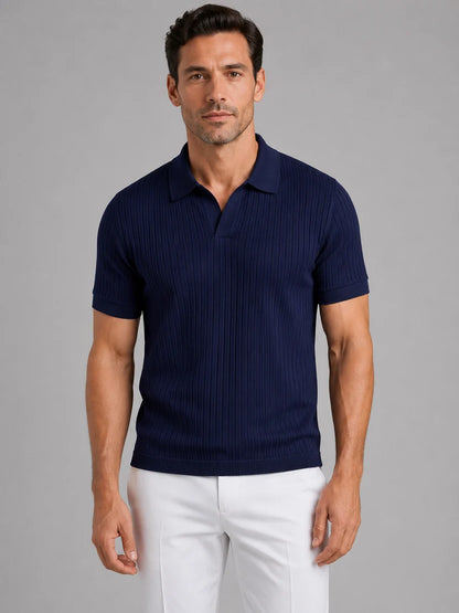 MEN’S RIBBED KNIT POLO SHIRT