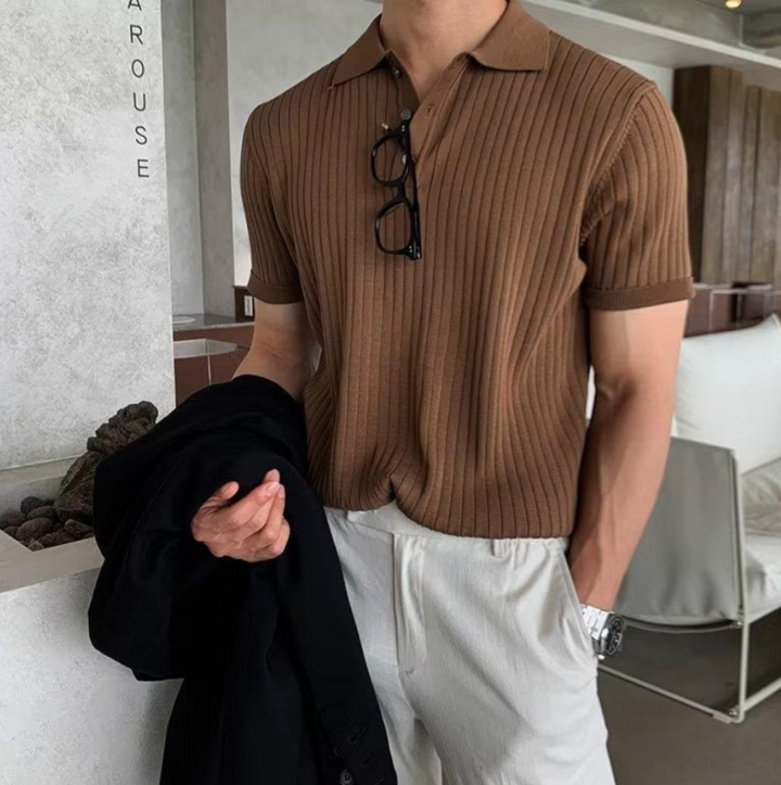 PREMIUM MEN'S RIBBED KNIT POLO