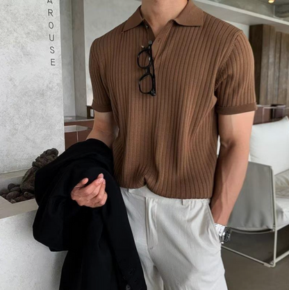 PREMIUM MEN'S RIBBED KNIT POLO