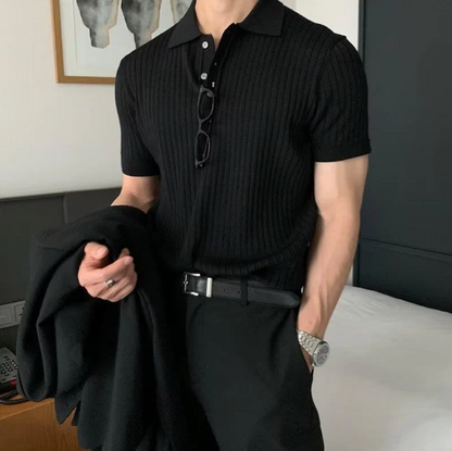 PREMIUM MEN'S RIBBED KNIT POLO