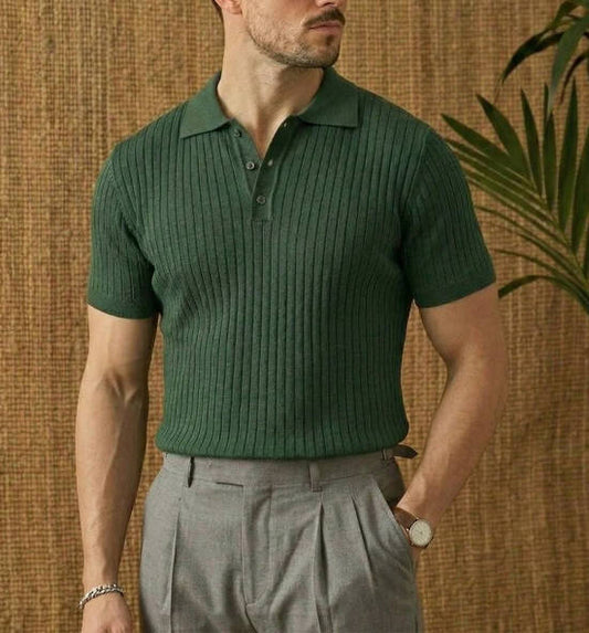 PREMIUM MEN'S RIBBED KNIT POLO