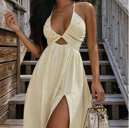 WOMEN'S ELEGANT V-NECK MAXI DRESS