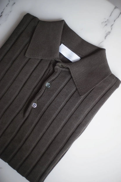 STRIPED KNITTED POLO SHIRT