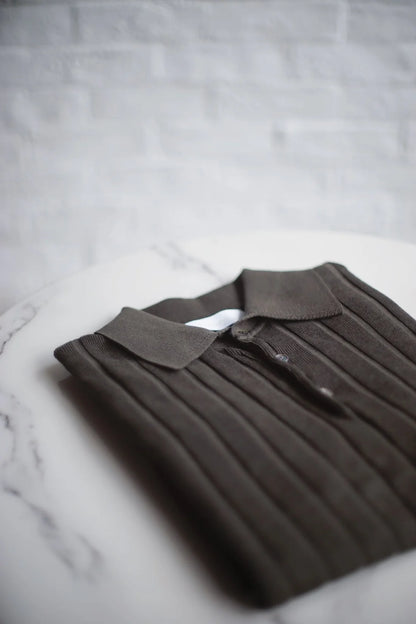 STRIPED KNITTED POLO SHIRT