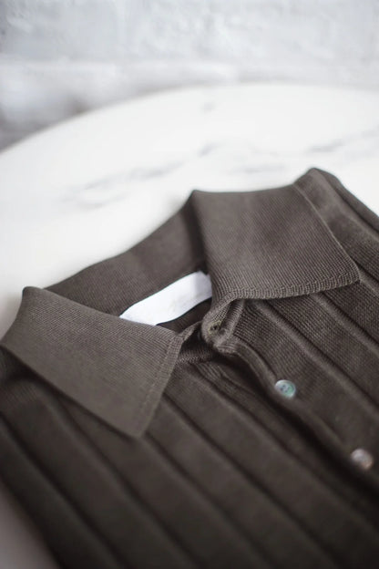 STRIPED KNITTED POLO SHIRT