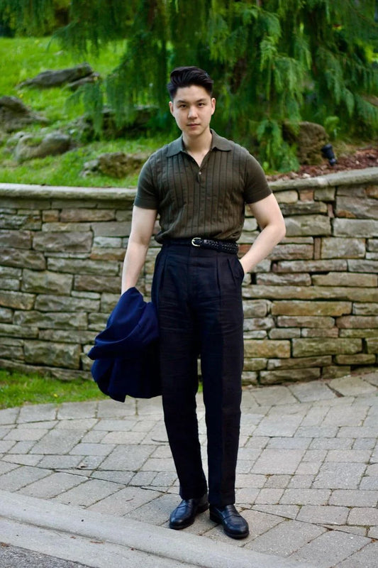 STRIPED KNITTED POLO SHIRT