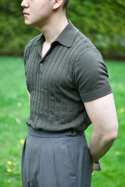 STRIPED KNITTED POLO SHIRT