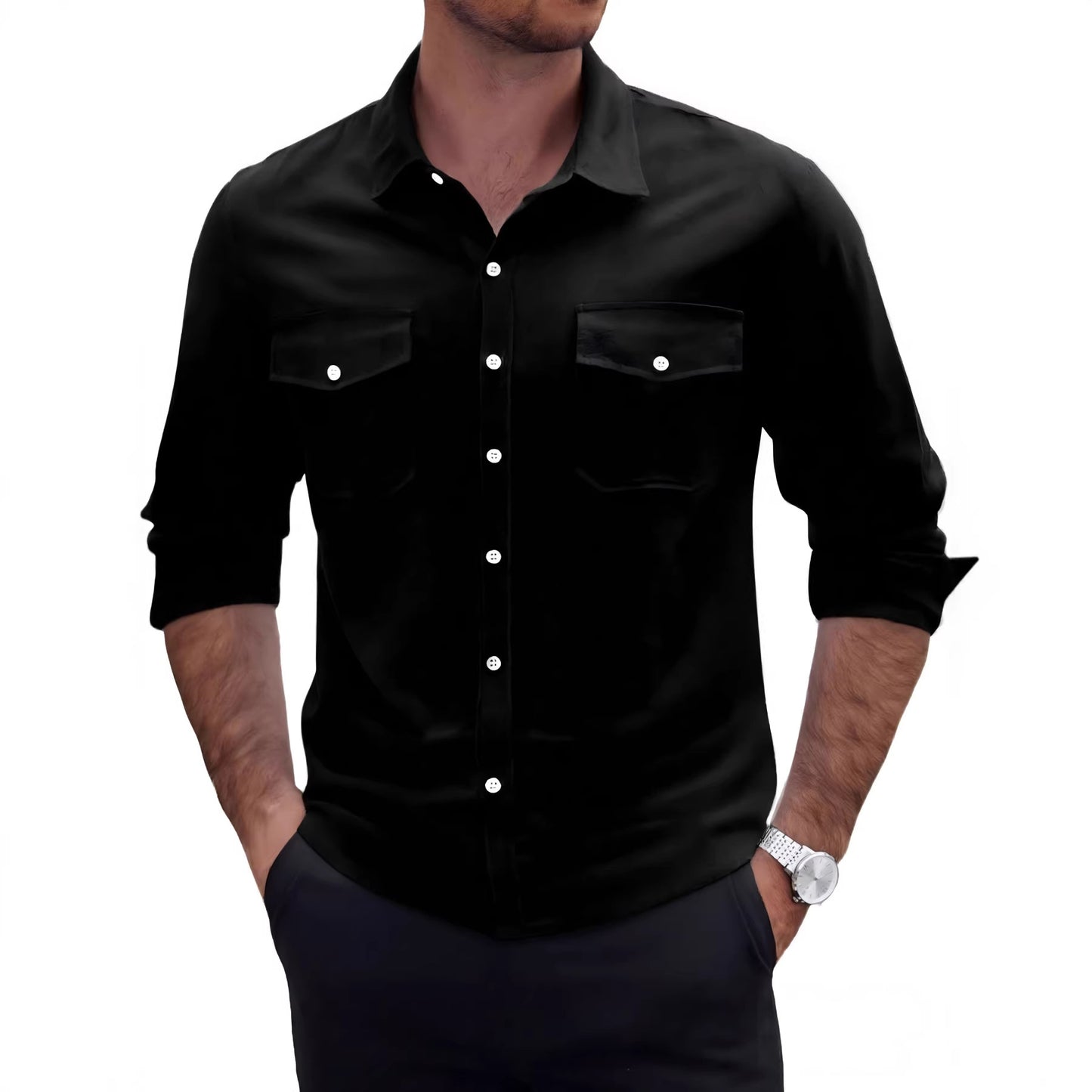 Men's Casual Linen Long Sleeve Shirt